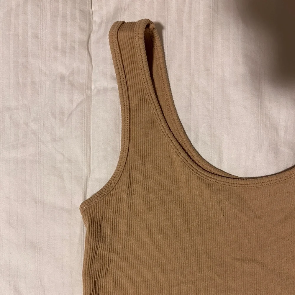 Tan Ribbed Bodysuit - Picture 2 of 4